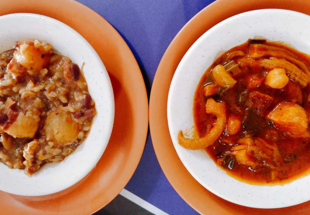 mondongo e gallo pinto
